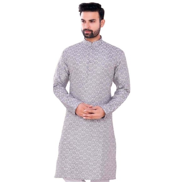 Elegant Cotton Kurta Pajama Set - White - Picture 1 of 1